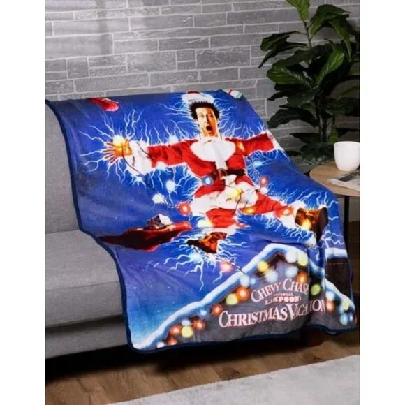 New Christmas Vacation Fleece Throw Blanket Plush Clark Griswold Movie Lights - Picture 2 of 3